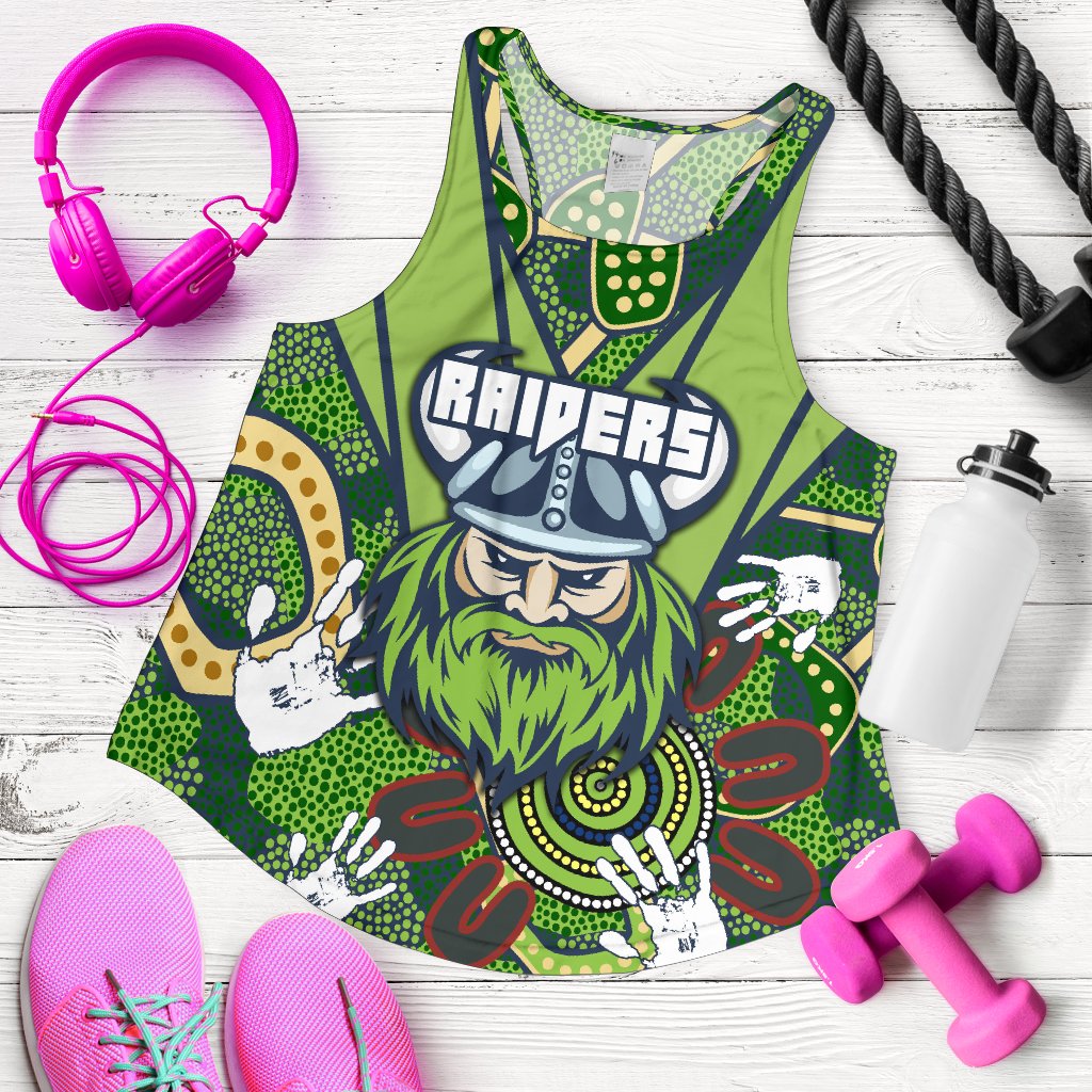 (Custom Personalised) Raiders Women's Racerback Tank Canberra Indigenous - Vibe Hoodie