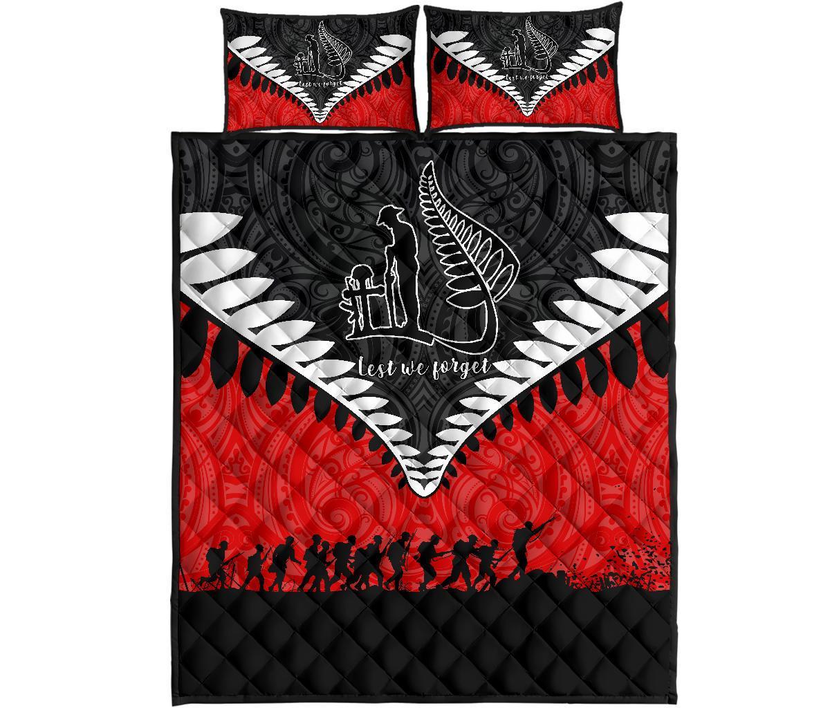 new-zealand-anzac-quilt-bed-set-lest-we-forget-silver-fern-quilt-and-pillow-cover-red