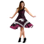 Kiwi Silver Fern Classic Zip Up Women Midi Dress Pink - Vibe Hoodie