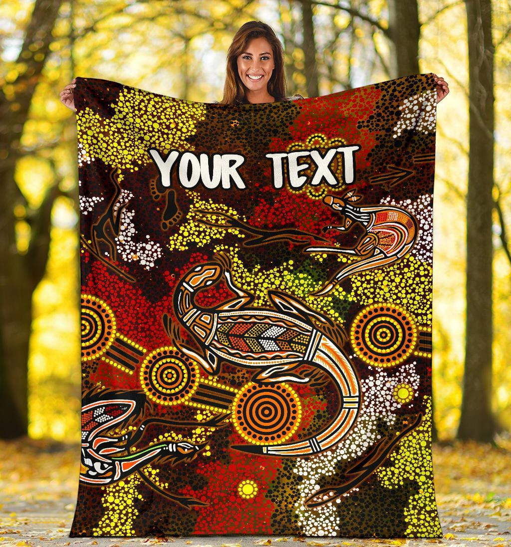 custom-aboriginal-premium-blanket-kangaroo-and-lizard-dot-painting-art