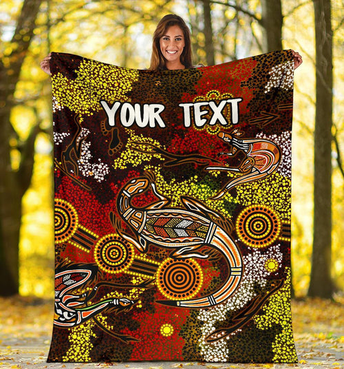 custom-aboriginal-premium-blanket-kangaroo-and-lizard-dot-painting-art