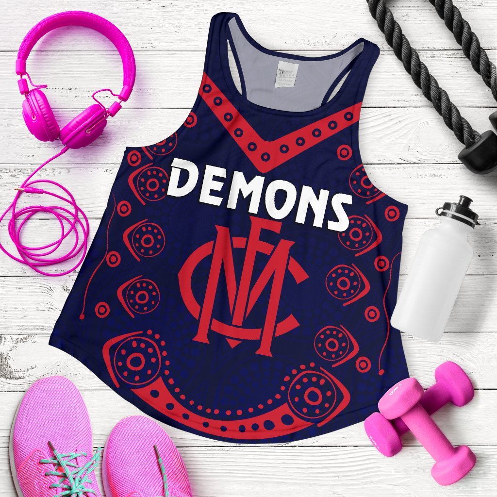 combo-racerback-tank-and-women-short-melbourne-demons-indigenous-football