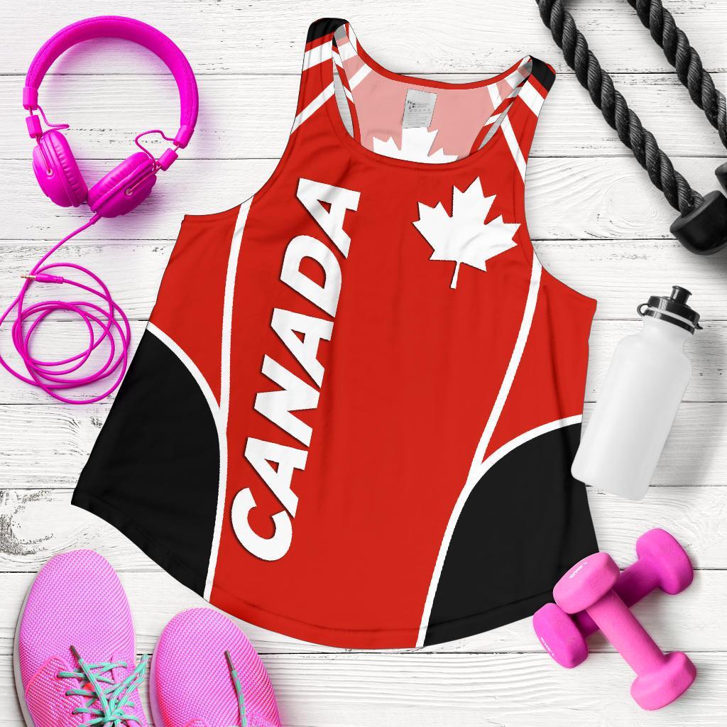 Canada Women'S Racerback Tank - Canadian Maple Leaf Sport Style - Vibe Hoodie