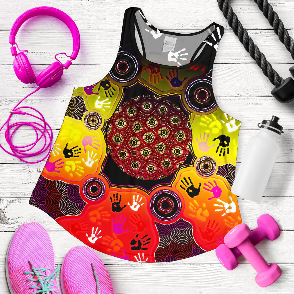 Aboriginal Racerback Tank, Indigenous Circle Dot Painting Hand Art - Vibe Hoodie
