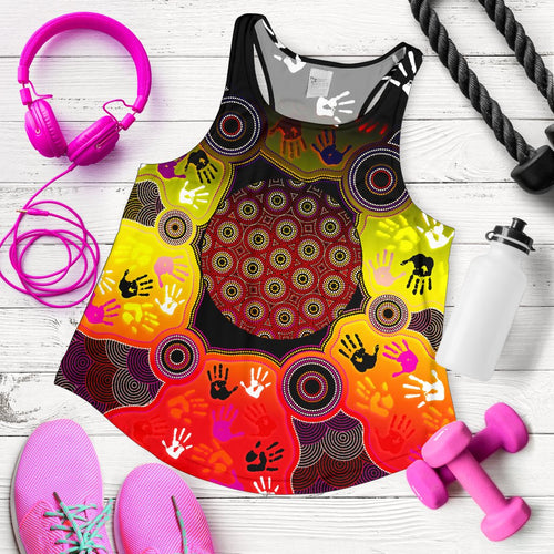 Aboriginal Racerback Tank, Indigenous Circle Dot Painting Hand Art - Vibe Hoodie