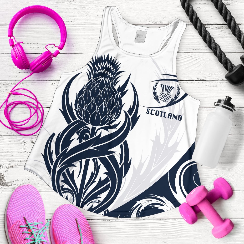 Scottish Rugby Women's Racerback Tank Thistle Vibes - White - Vibe Hoodie
