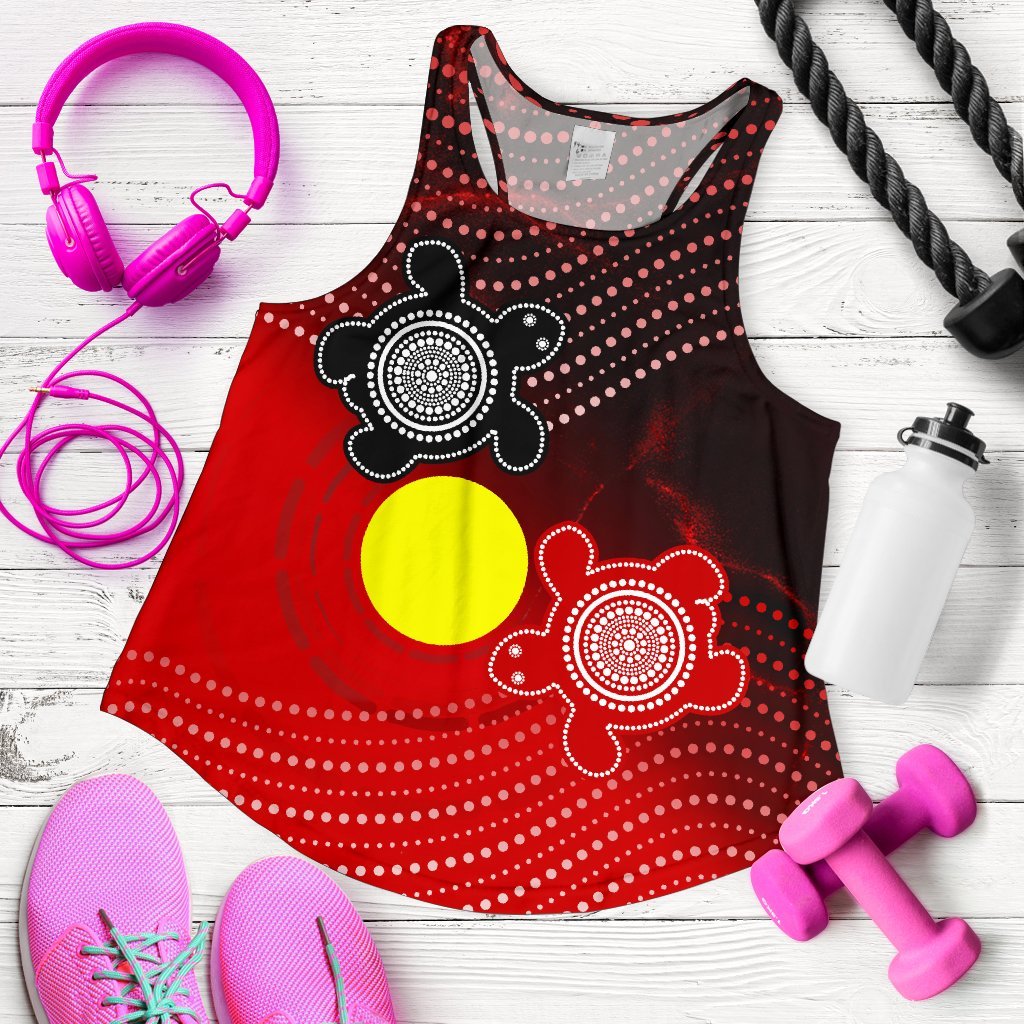 Aboriginal Women's Racerback Tank - Indigenous Circle Dot Painting Style - - Vibe Hoodie