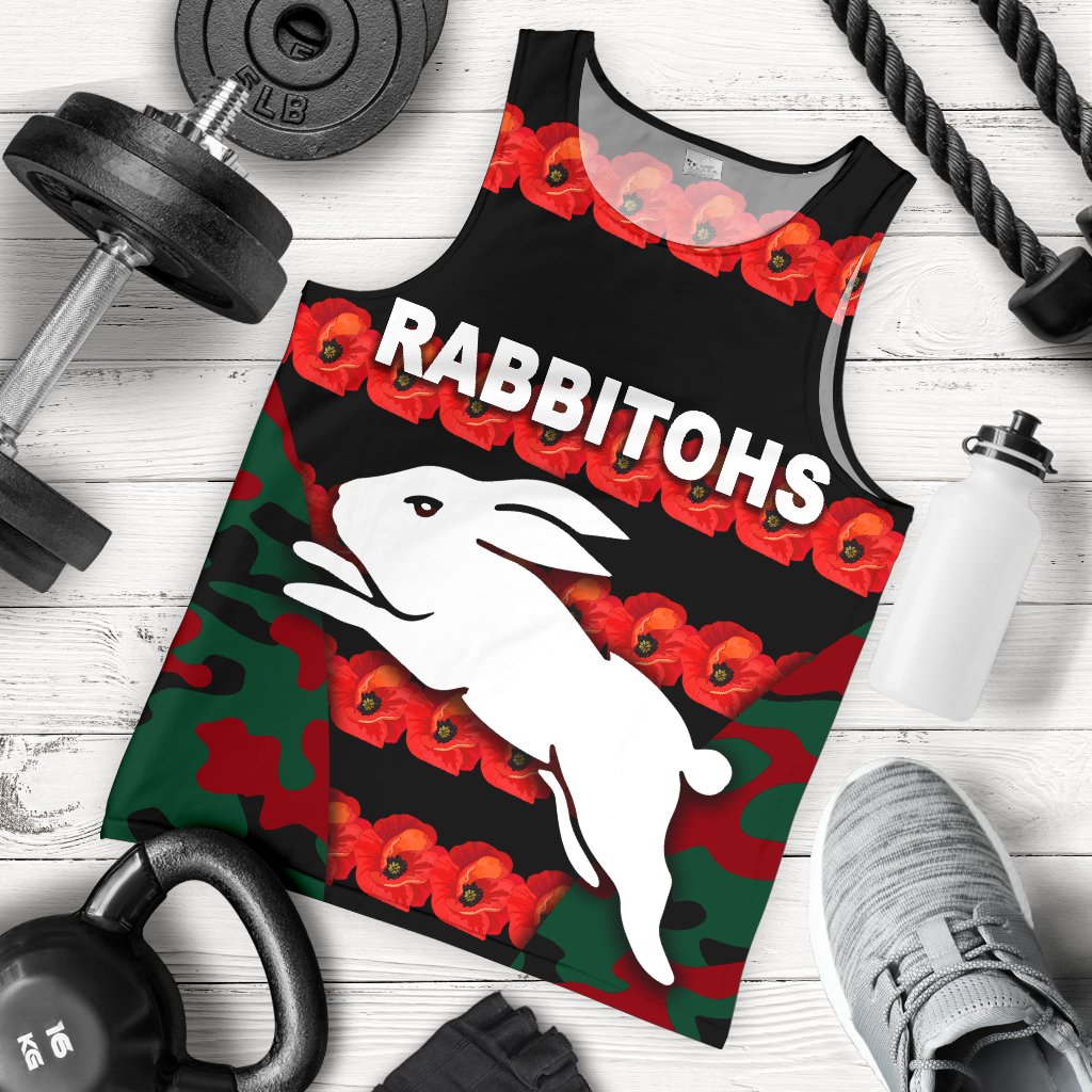 south-sydney-rabbitohs-mens-tank-top-anzac-day-poppy-flower-vibes