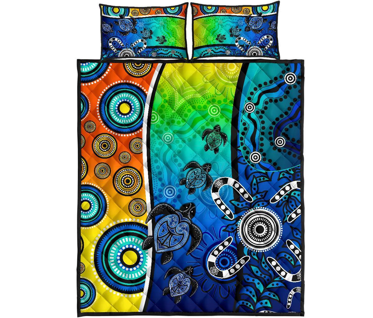 aboriginal-quilt-bed-set-indigenous-turtle-dot-painting-art