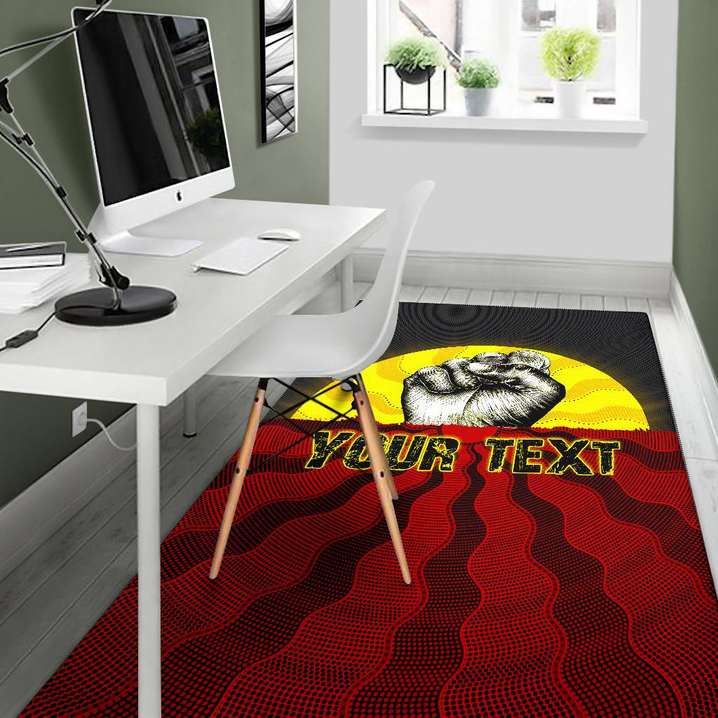 custom-aboriginal-area-rug-black-lives-matter-sun-dot-painting
