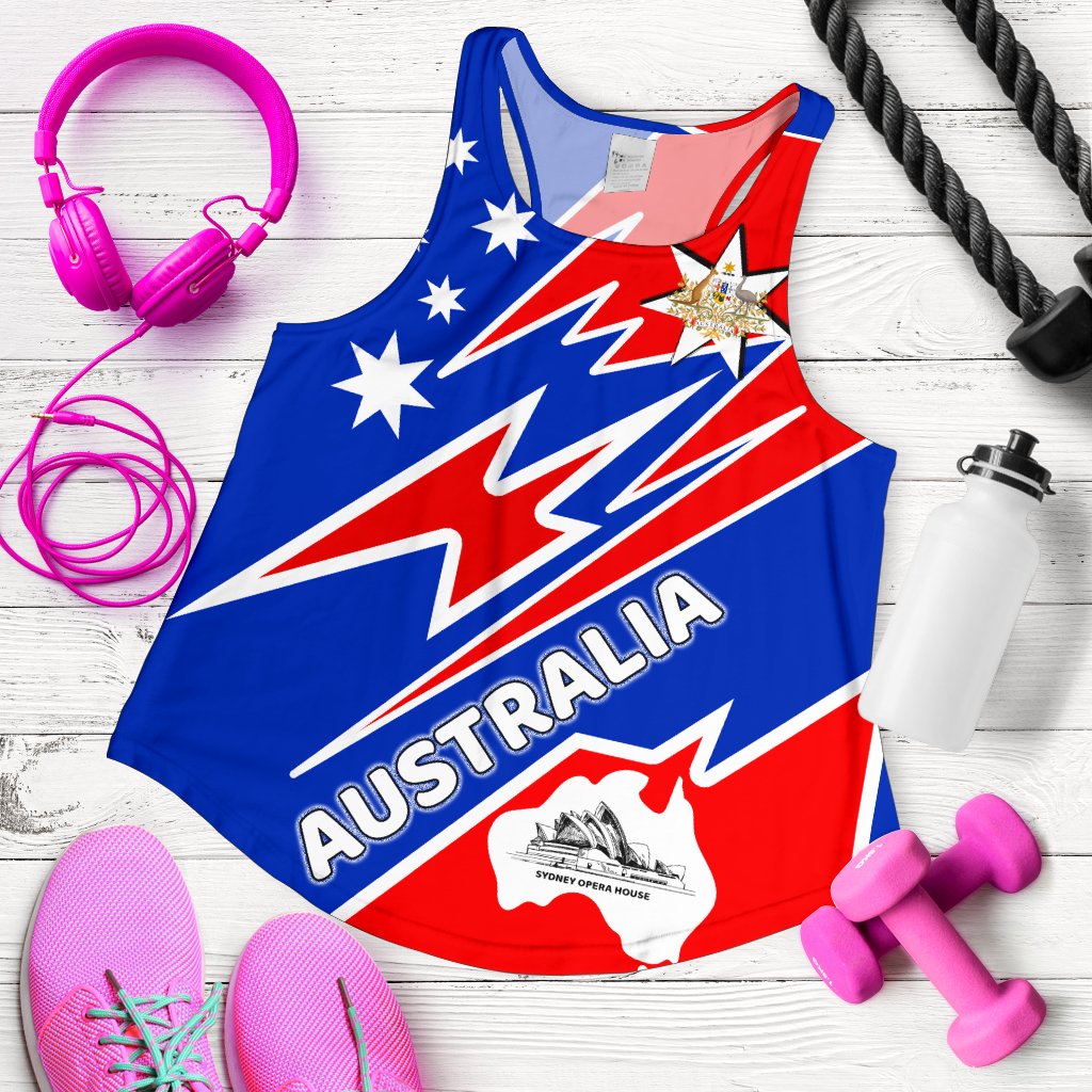 Racerback Tanks - Australia Flag Color And Coat Of - Vibe Hoodie