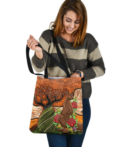 aboriginal-tote-bags-kangaroo-with-indigenous-tree