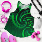 New Zealand Maori Mangopare Women Racerback Tank Polynesian - Green - Vibe Hoodie