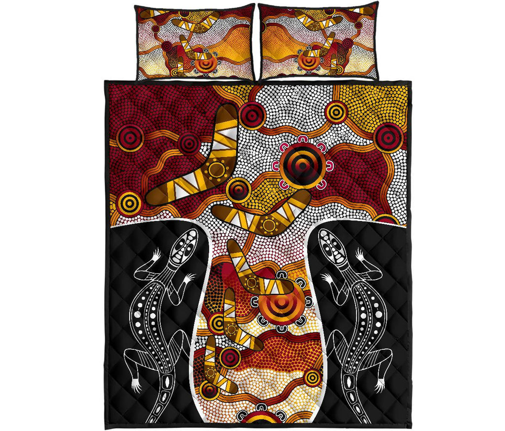 aboriginal-quilt-cover-set-dot-painting-lizard-boomerang-patterns