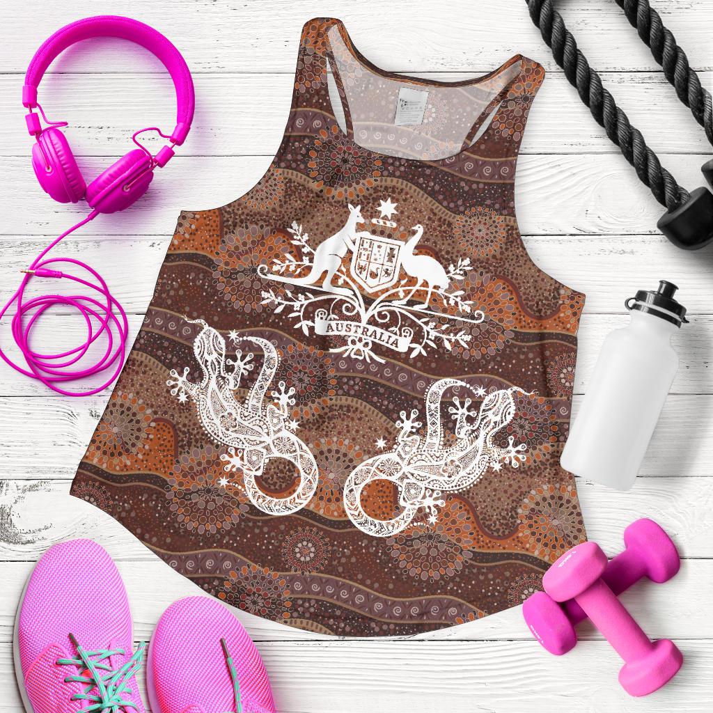 Racerback Tank - Australian Coat Of Arms Tank Aboriginal Lizard - Women - Vibe Hoodie