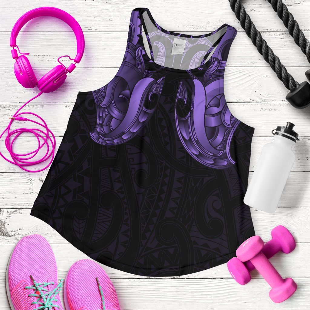 Maori Ta Moko Women Racerback Tank New Zealand Pastel Purple - Vibe Hoodie