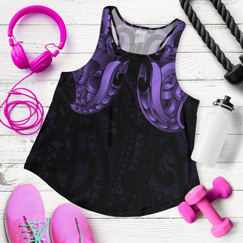 Maori Ta Moko Women Racerback Tank New Zealand Pastel Purple - Vibe Hoodie