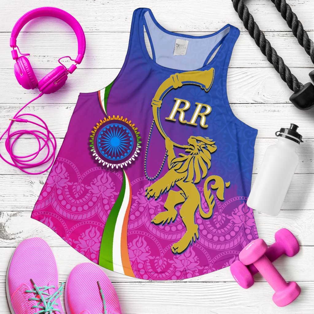India Cricket Women Racerback Tank - Rajasthan Royals Version RR - Vibe Hoodie