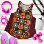 ABoriginal Women's Racerback Tank  - Aboriginal Dot Painting Flowers Style - Vibe Hoodie