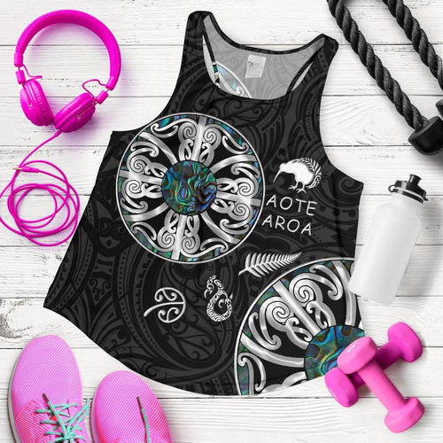 New Zealand Aotearoa Women Racerback Tank, Maori Mangopare Paua Shell Pullover - Vibe Hoodie