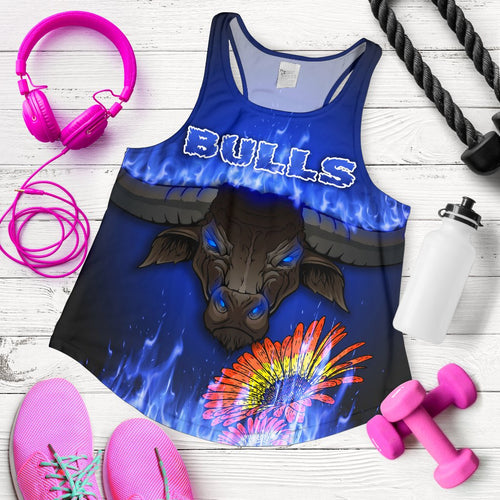 Blue Women Racerback Tank Bulls Barberton Daisy - Vibe Hoodie