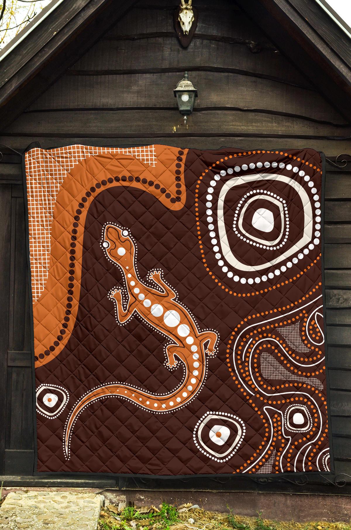 aboriginal-premium-quilt-australia-orange-lizard-aboriginal-art-1