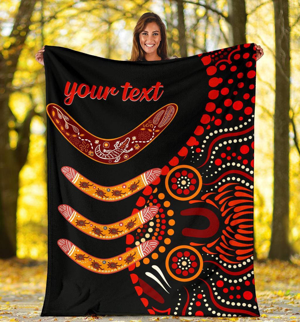 aboriginal-personalised-premium-blanket-aboriginal-boomerangs-with-dot-painting-pattern