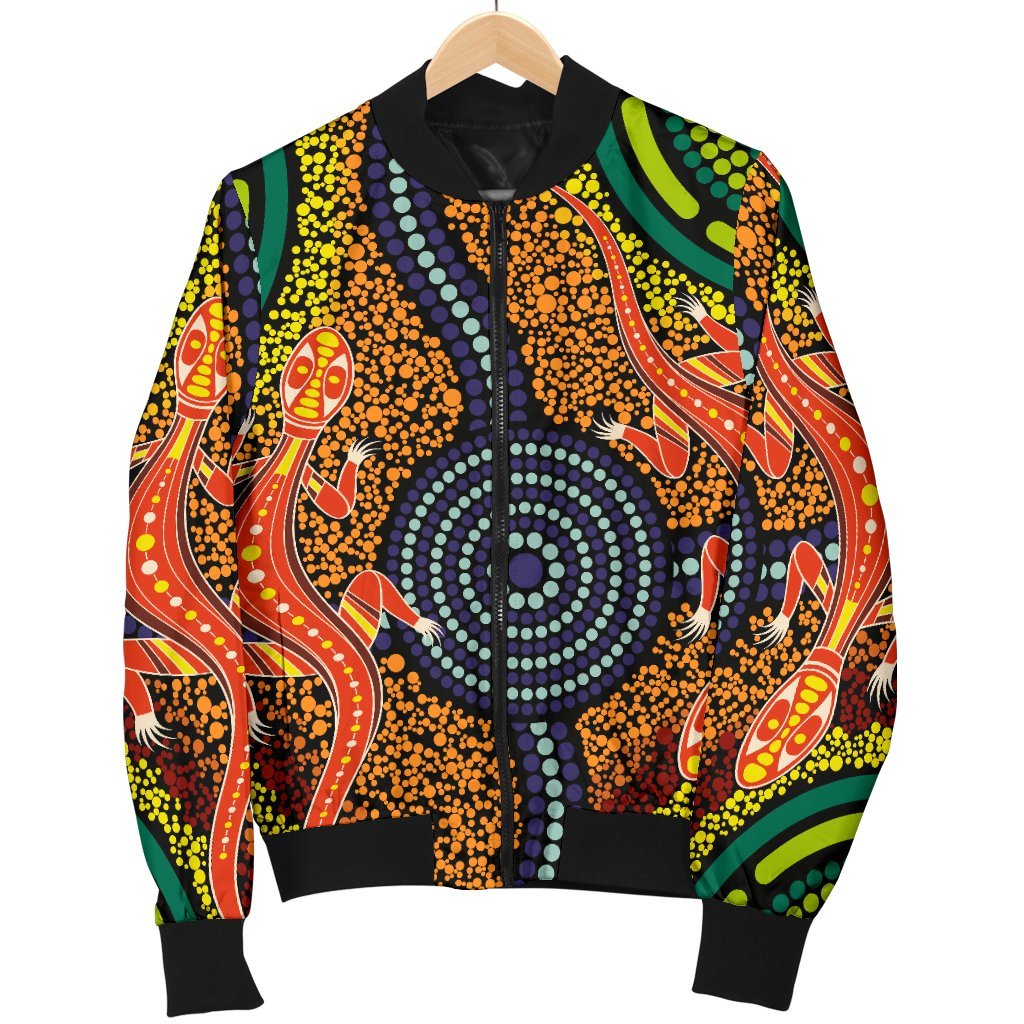 1st-australia-women-bomber-jacket-aboriginal-two-lizards-dot-painting-circle