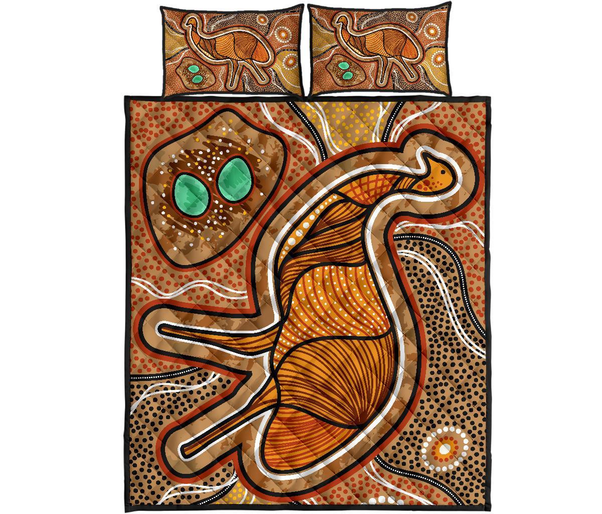 aboriginal-quilt-bed-set-indigenous-emu-vintage-stye