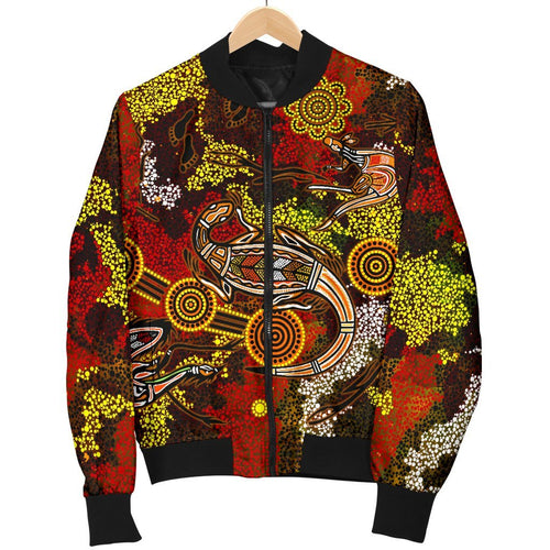 aboriginal-womens-bomber-jacket-kangaroo-and-lizard-dot-painting-art