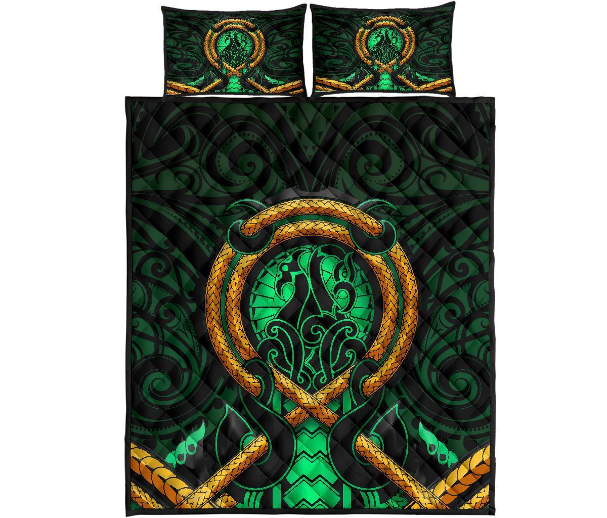maori-new-zealand-quilt-bed-set-manaia-green-duvet-cover-and-pillow-case