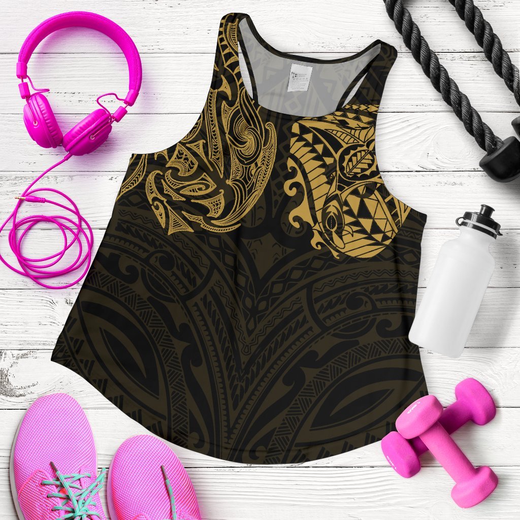 New Zealand Women'S Racerback Tank, Maori Polynesian Tattoo Gold - Vibe Hoodie