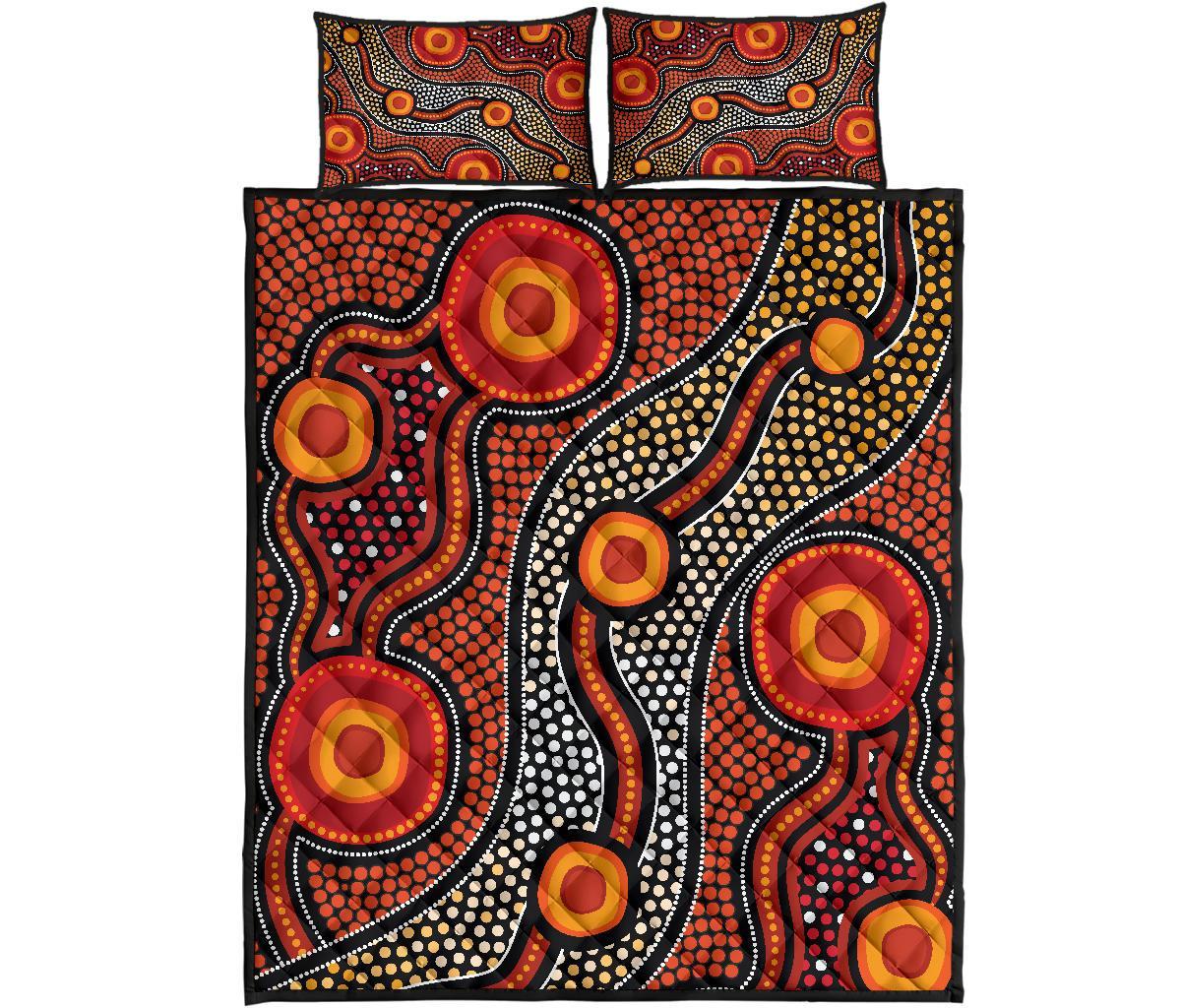 aboriginal-quilt-bed-set-landscape-circle-dot-painting-art