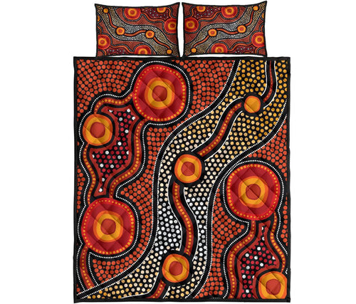 aboriginal-quilt-bed-set-landscape-circle-dot-painting-art