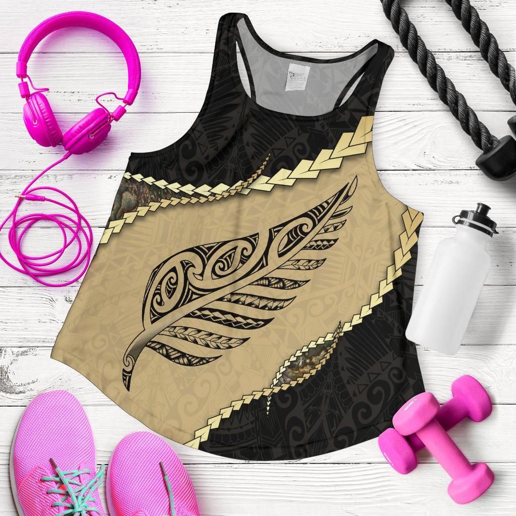 Paua Shell, Maori Silver Fern Women'S Racerback Tank - Vibe Hoodie