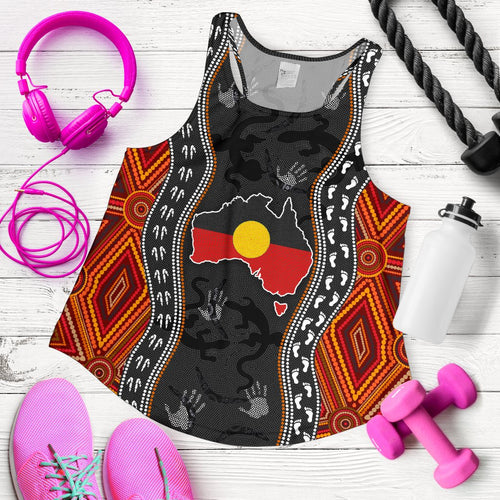 Aboriginal Women's Racerback Tank - Australia Indigenous Map - Vibe Hoodie