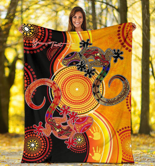aboriginal-personalised-premium-blanket-couple-aboriginal-lizards