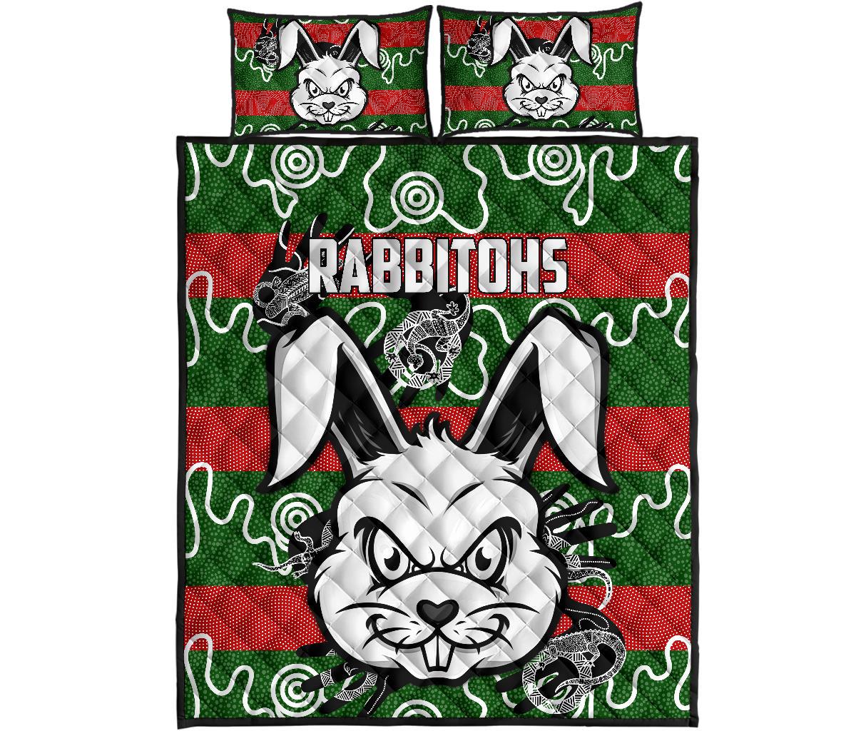 rabbitohs-indigenous-quilt-bed-set-rabbit-head