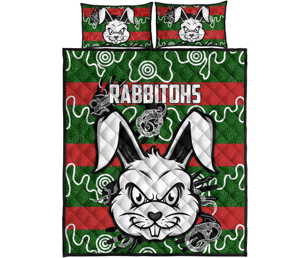 rabbitohs-indigenous-quilt-bed-set-rabbit-head