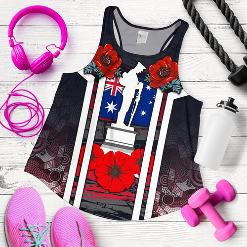Racerback Tank- Anzac Day Tank Top - Poppy Flowerss Dot Painting - Women - Vibe Hoodie