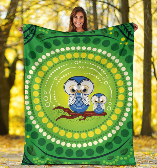 premium-blanket-indigenous-owl