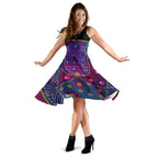 Midi Dress - Aboriginal Sublimation Dot Pattern Style (Violet) - Vibe Hoodie