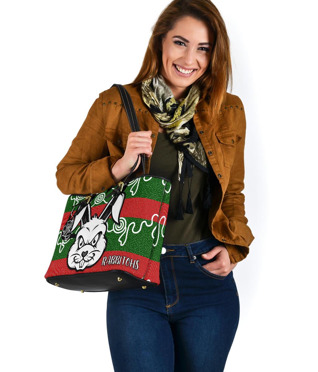 rabbitohs-indigenous-small-leather-tote-rabbit-head