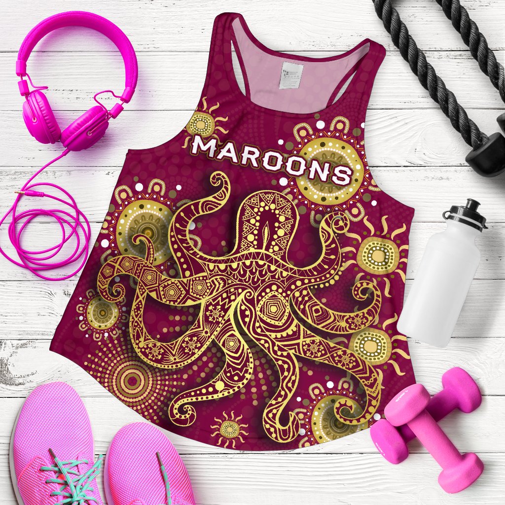 Queensland Women Racerback Tank Maroons Indigenous - Vibe Hoodie