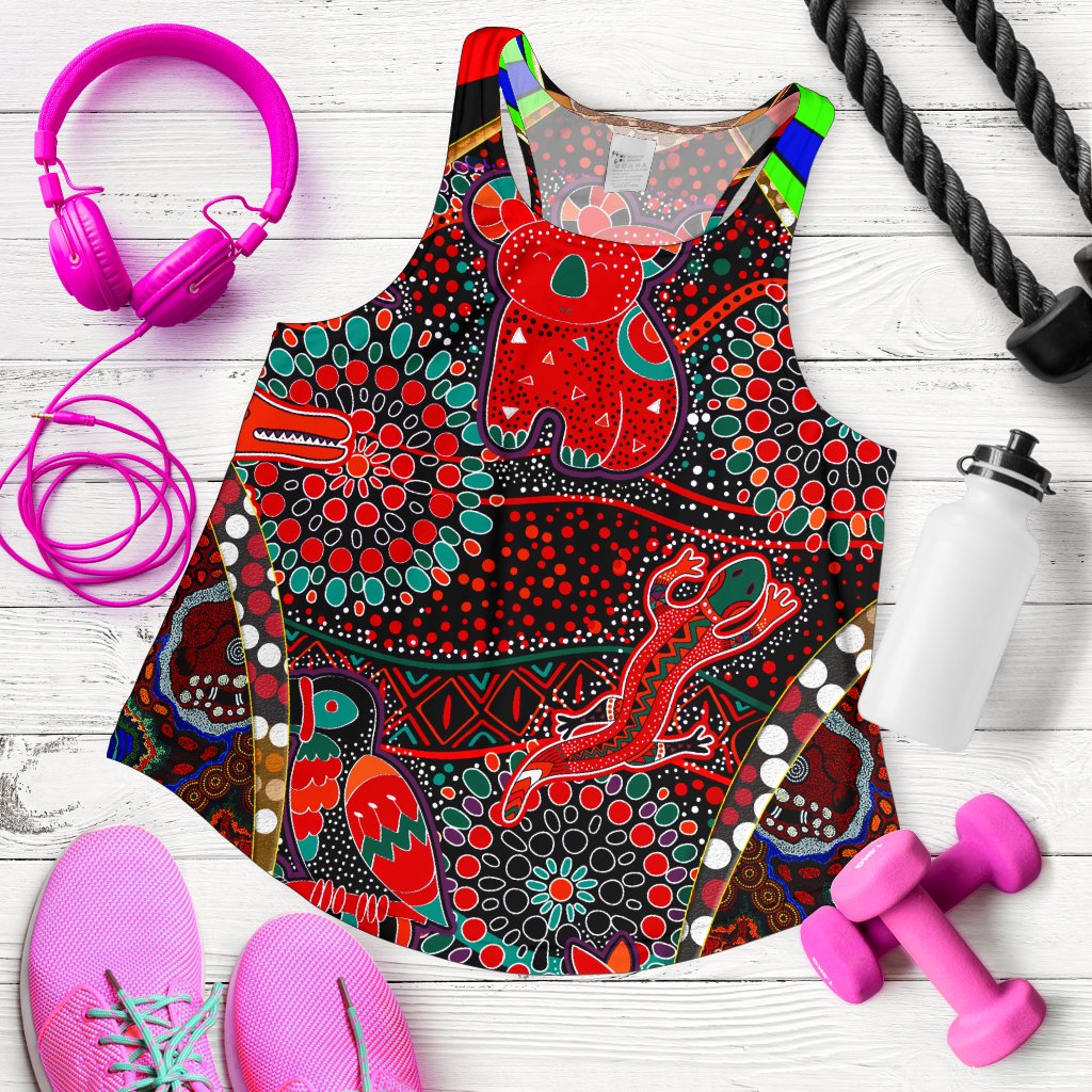 Racerback Tanks- Aboriginal Animal & Dot Acrylic Paint - Vibe Hoodie