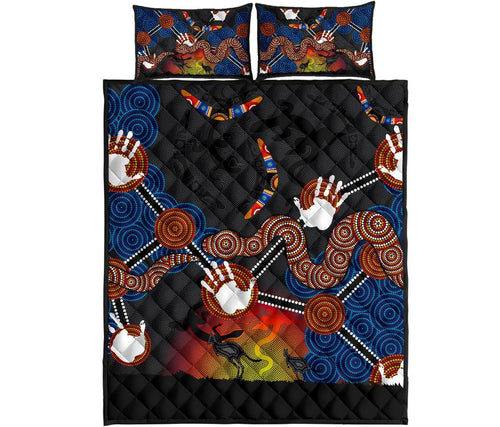 aboriginal-quilt-bed-set-australian-boomerang-and-snake-indigenous-art