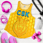 CSK Women Racerback Tank Cricket Traditional Pride - Yellow - Vibe Hoodie