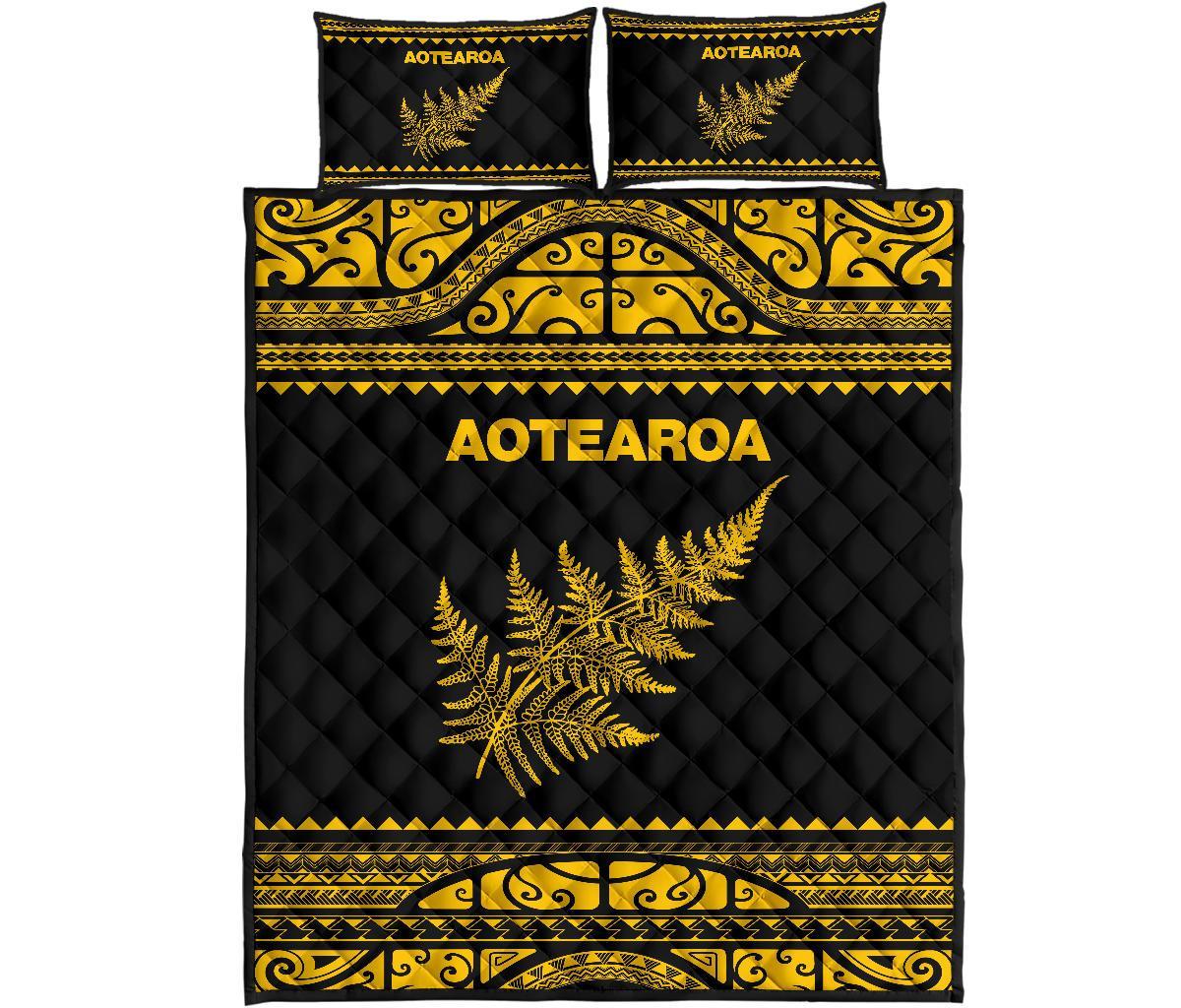 aotearoa-new-zealand-maori-quilt-bed-set-silver-fern-yellow