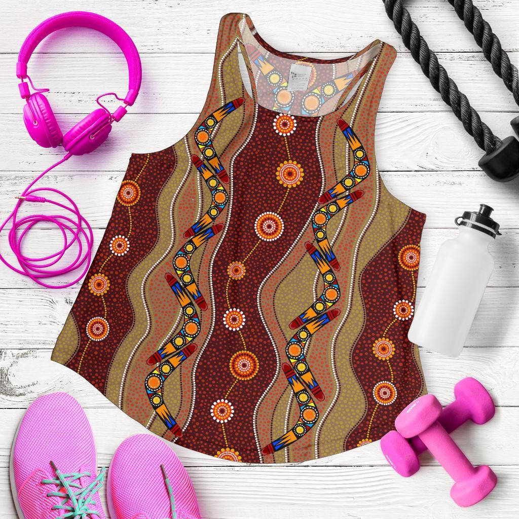 Racerback Tank - Aboriginal Dot Painting Top Tank - Women - Vibe Hoodie