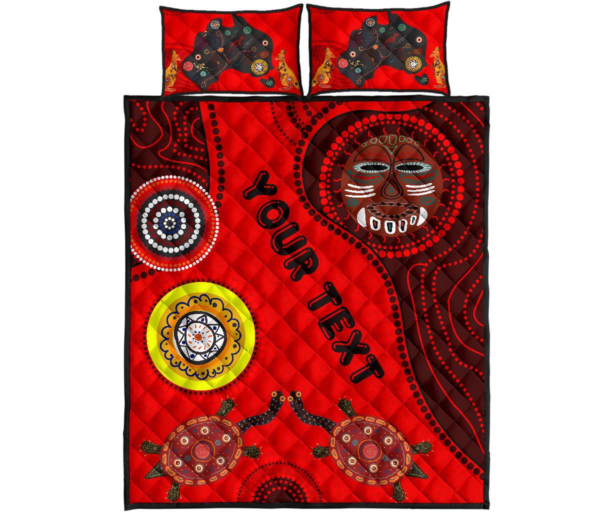 custom-text-1saustralia-quilt-cover-set-aboriginal-dot-patterns-turtle